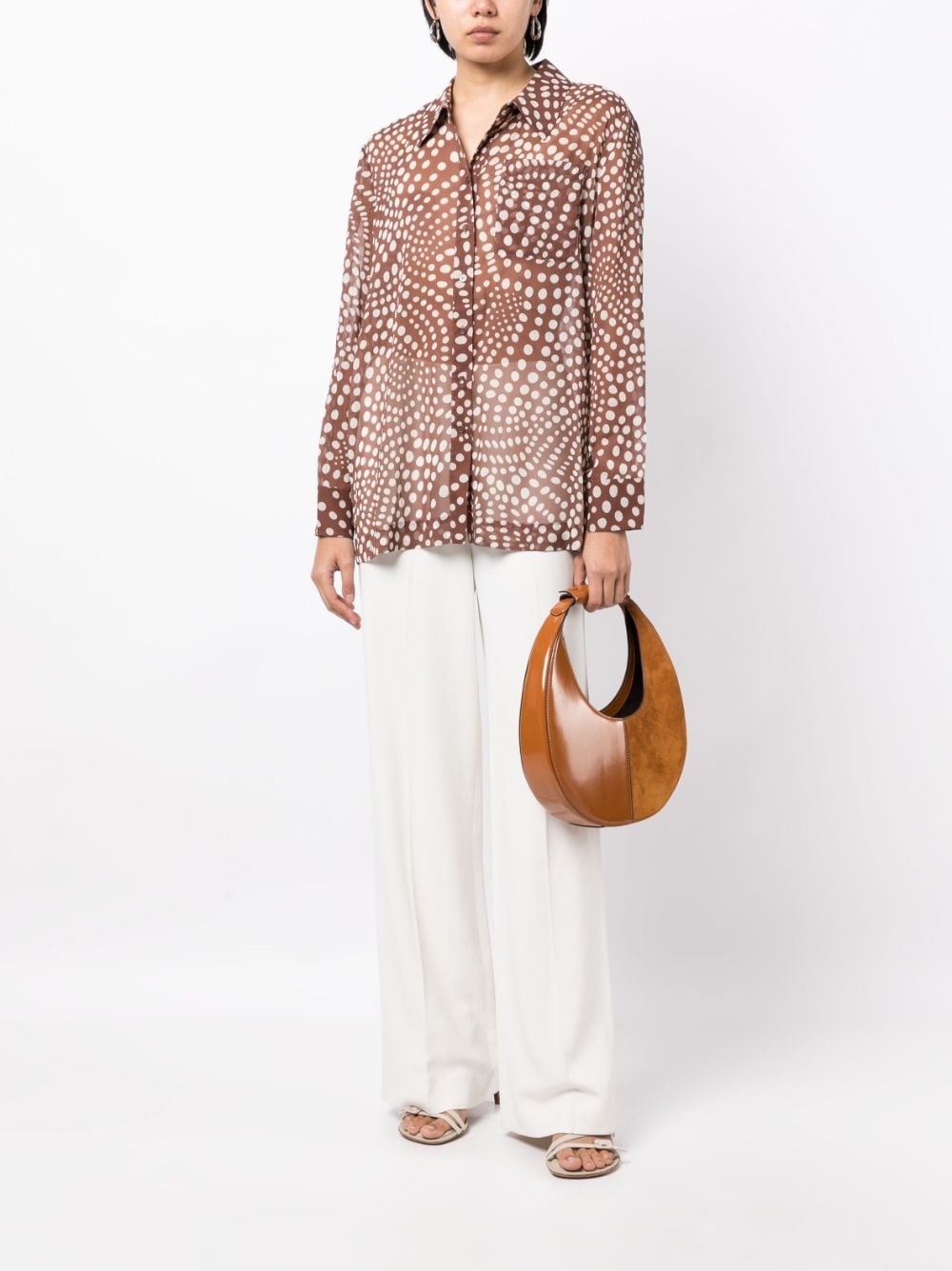 graphic-print semi-sheer shirt - 2