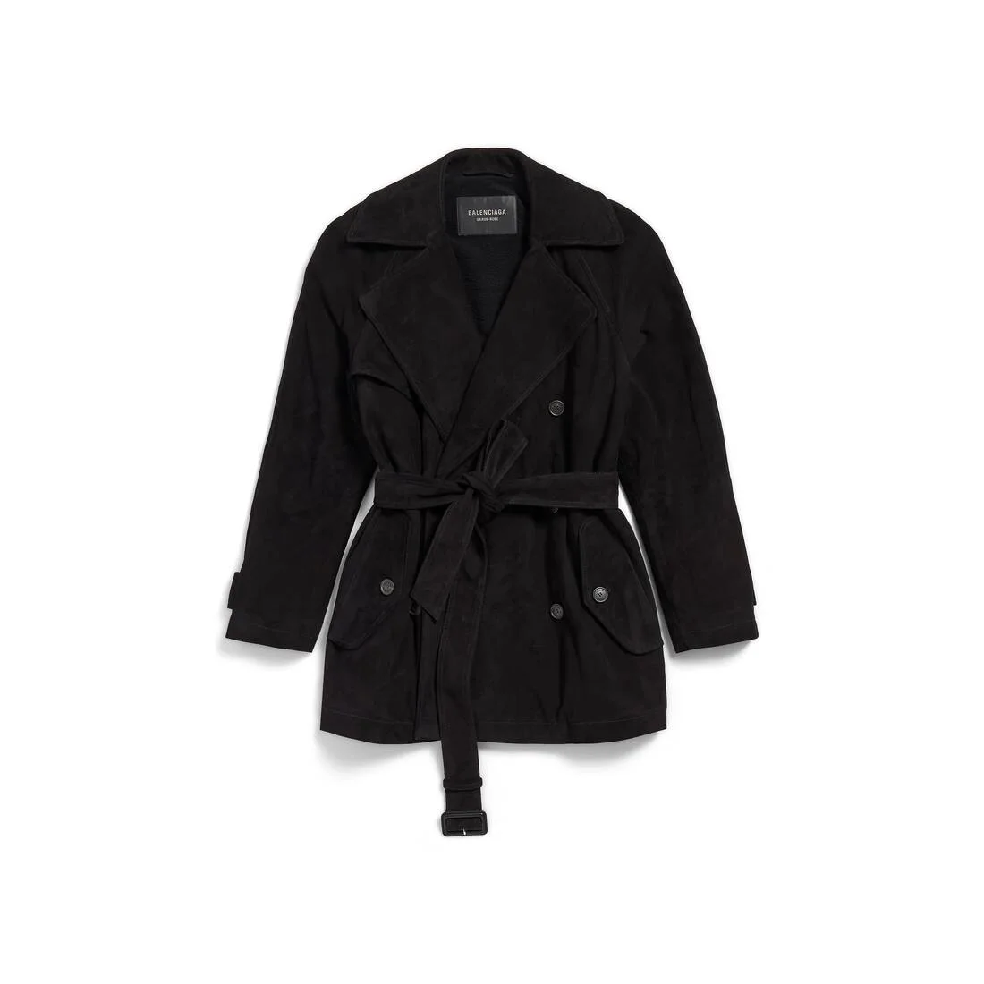 Women's Cocoon Short Trench in Black - 1