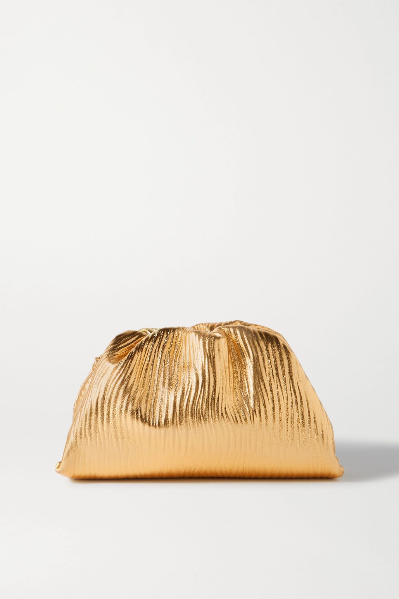 The Pouch small gathered metallic textured-leather clutch - 1