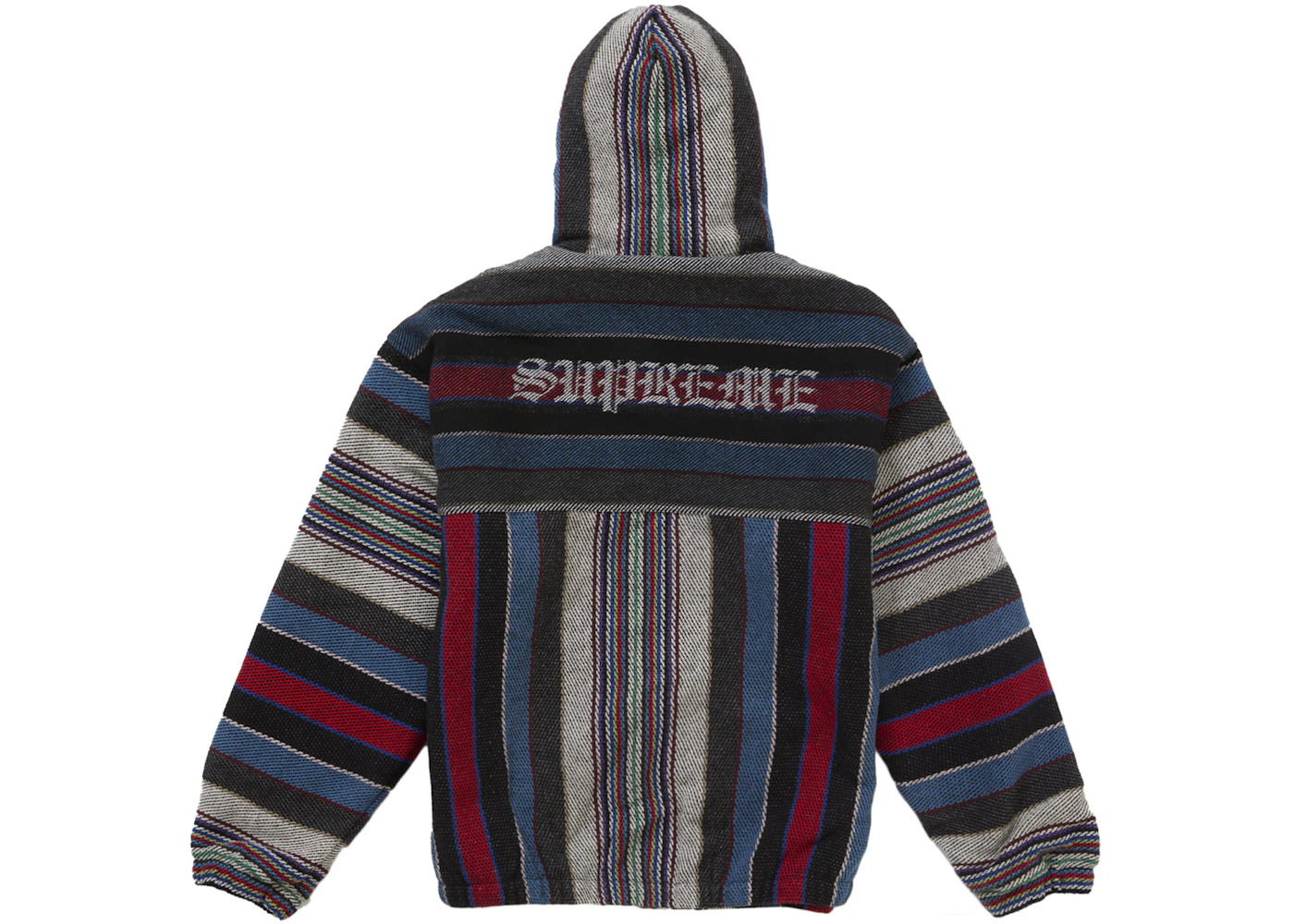 Supreme Woven Stripe Hooded Jacket Black - 2