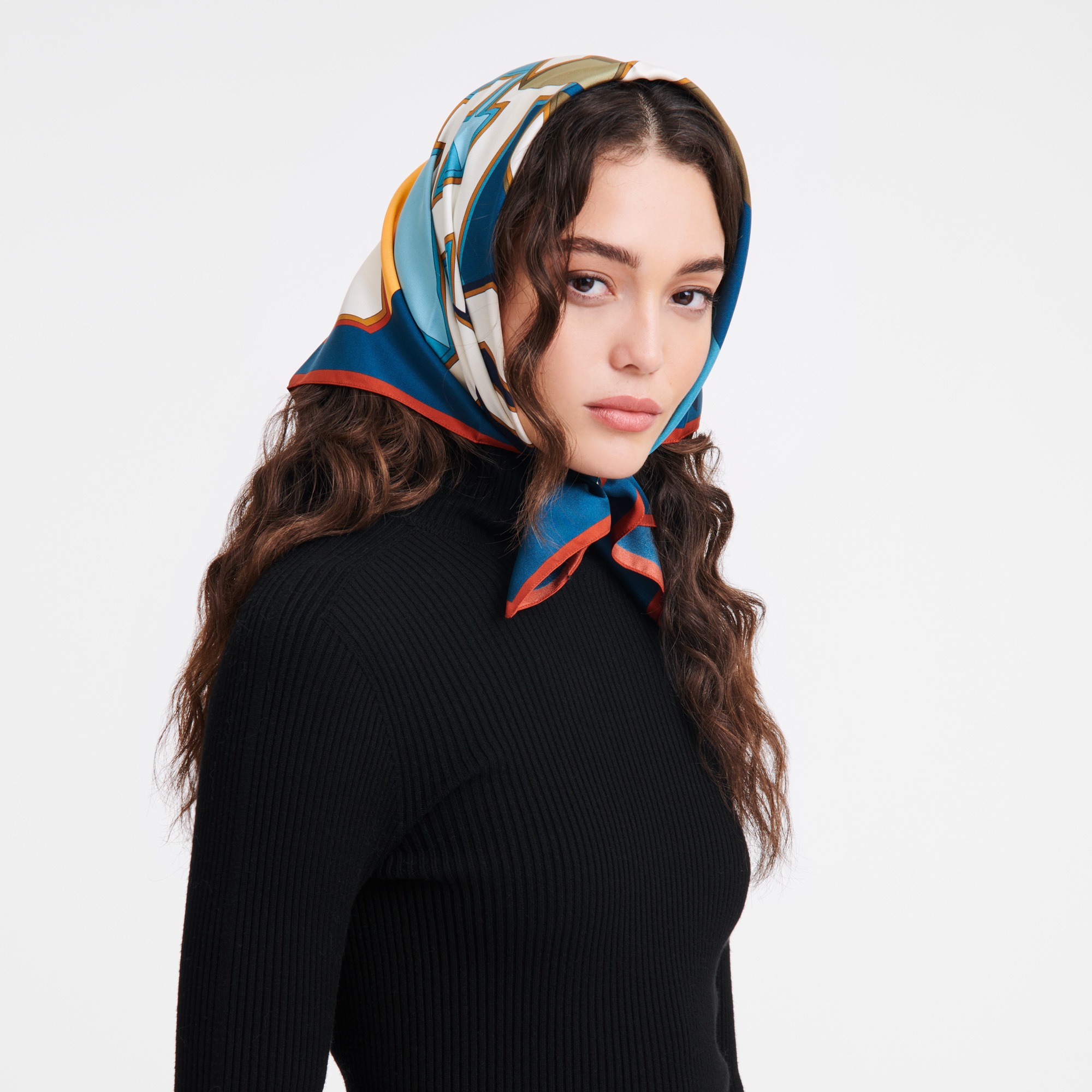 Longchamp University Silk scarf 70 Peacock - Silk - 2