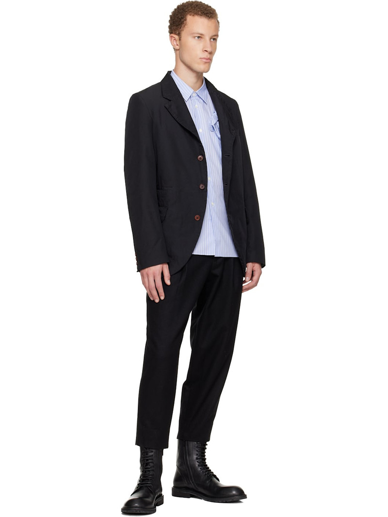 Comme des Garçons Homme Plus Black Wool Nylon Flannel Trousers outlook