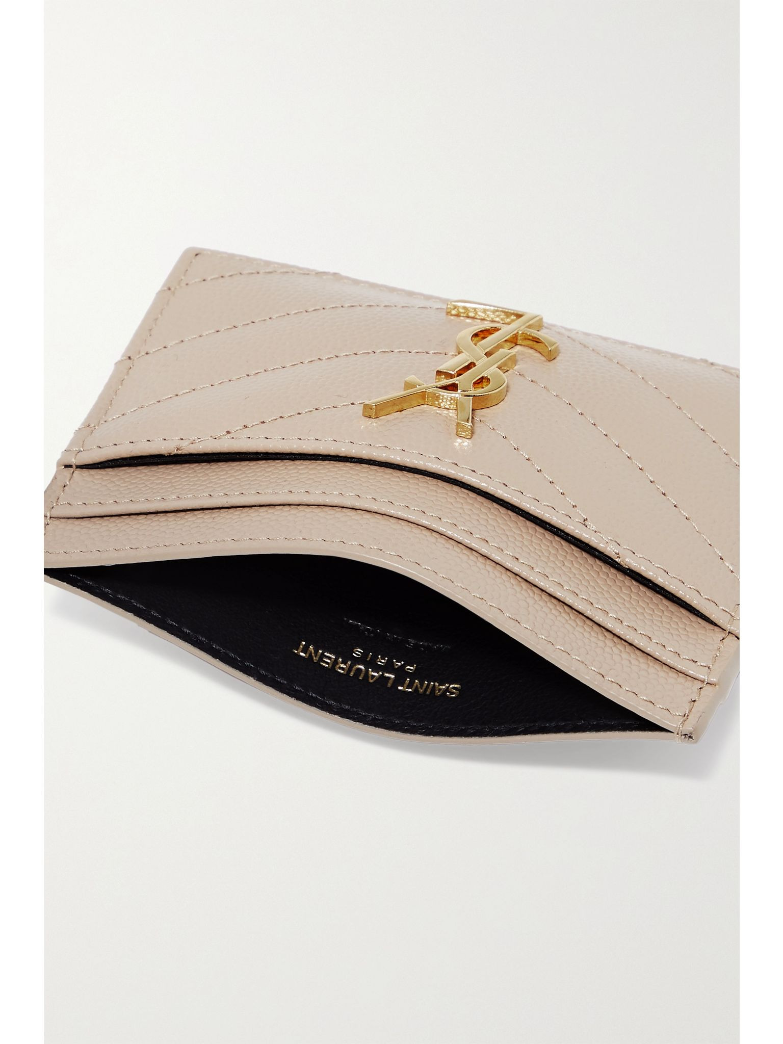 Monogramme quilted textured-leather cardholder Beige - 4