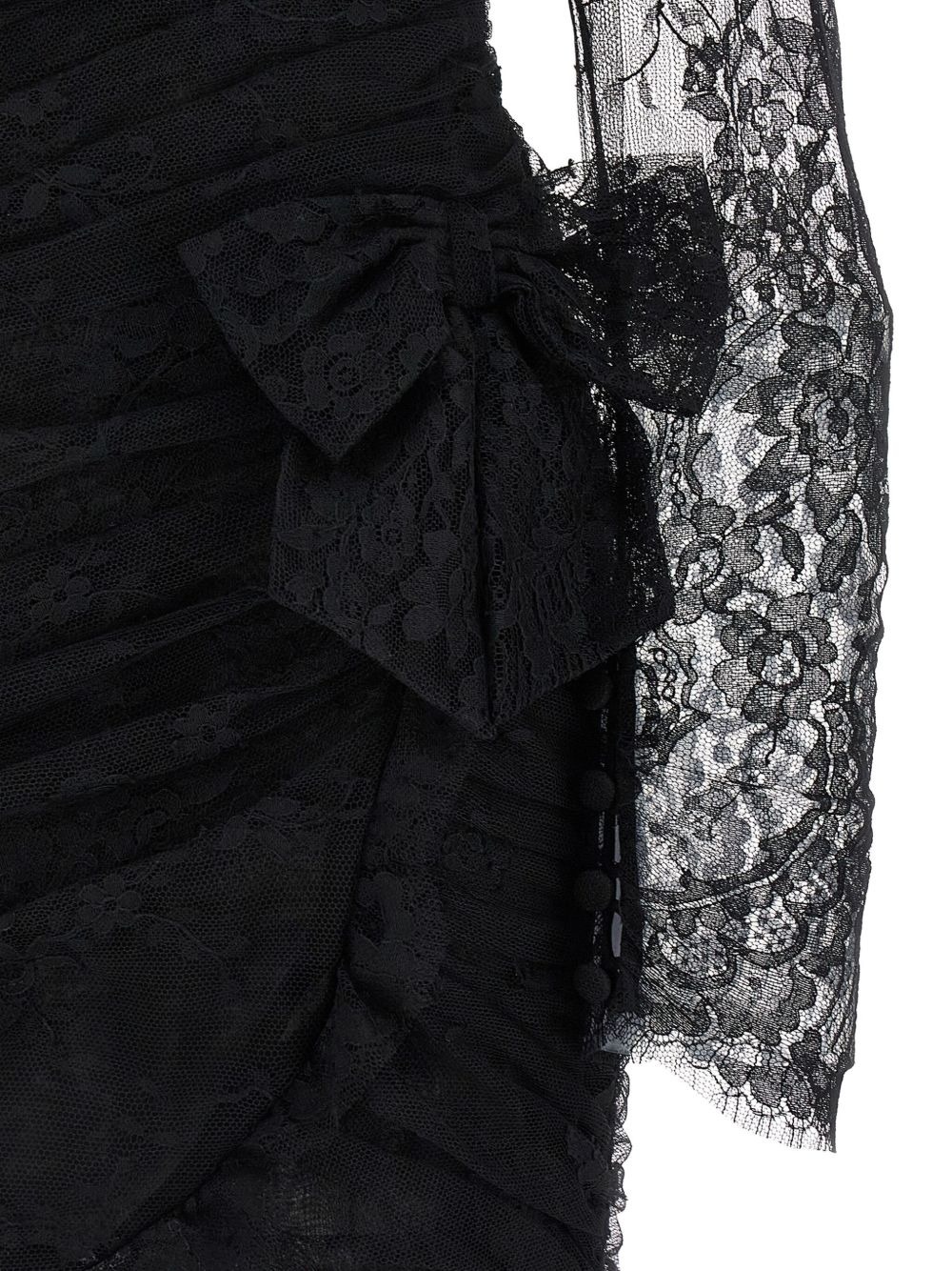 bow-detailed lace mini dress - 4