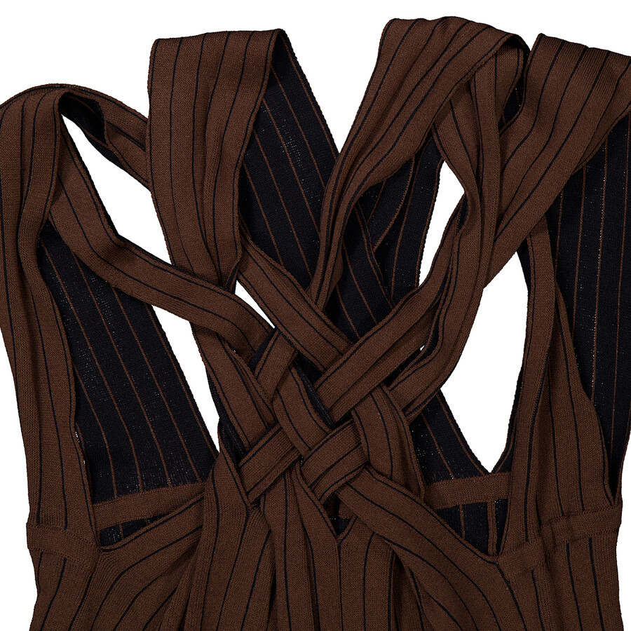 Y / Project Ladies Brown Braided Neck Knit Dress - 7
