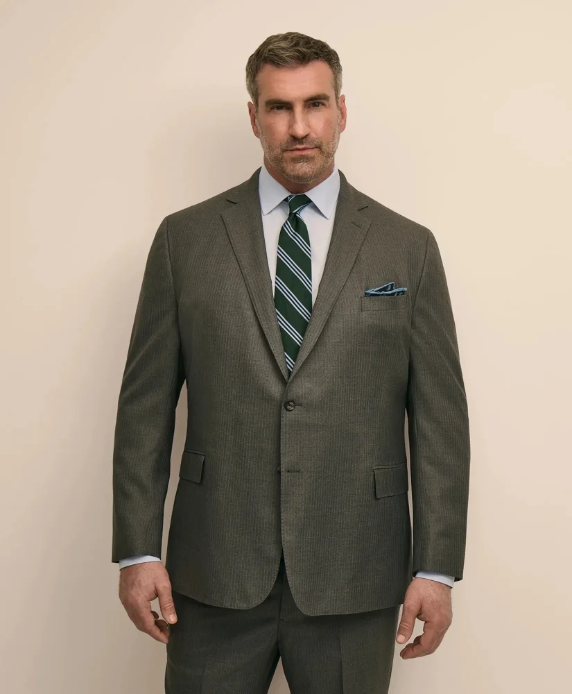 Brooks Brothers Explorer Collection Big & Tall Stretch Wool Blend Pinstripe Suit Jacket - 1