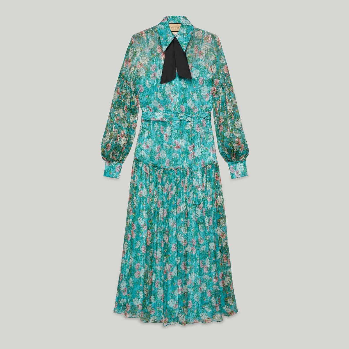 Floral print silk creponne dress - 1