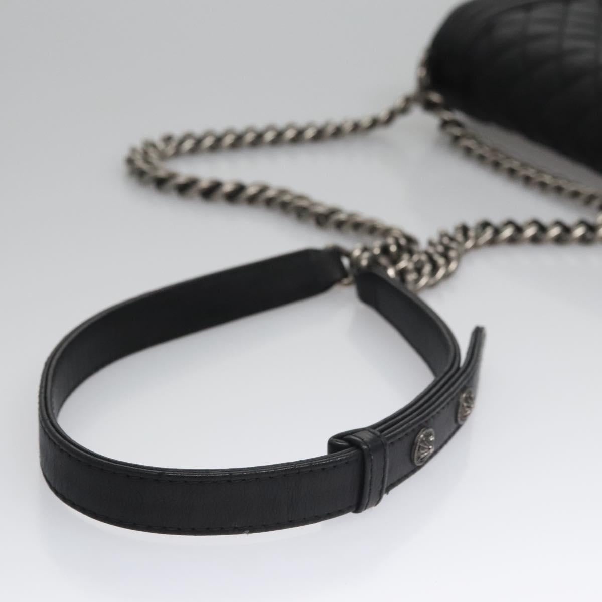 CHANEL Boy Chain Shoulder Bag Lamb Skin Black CC - 7