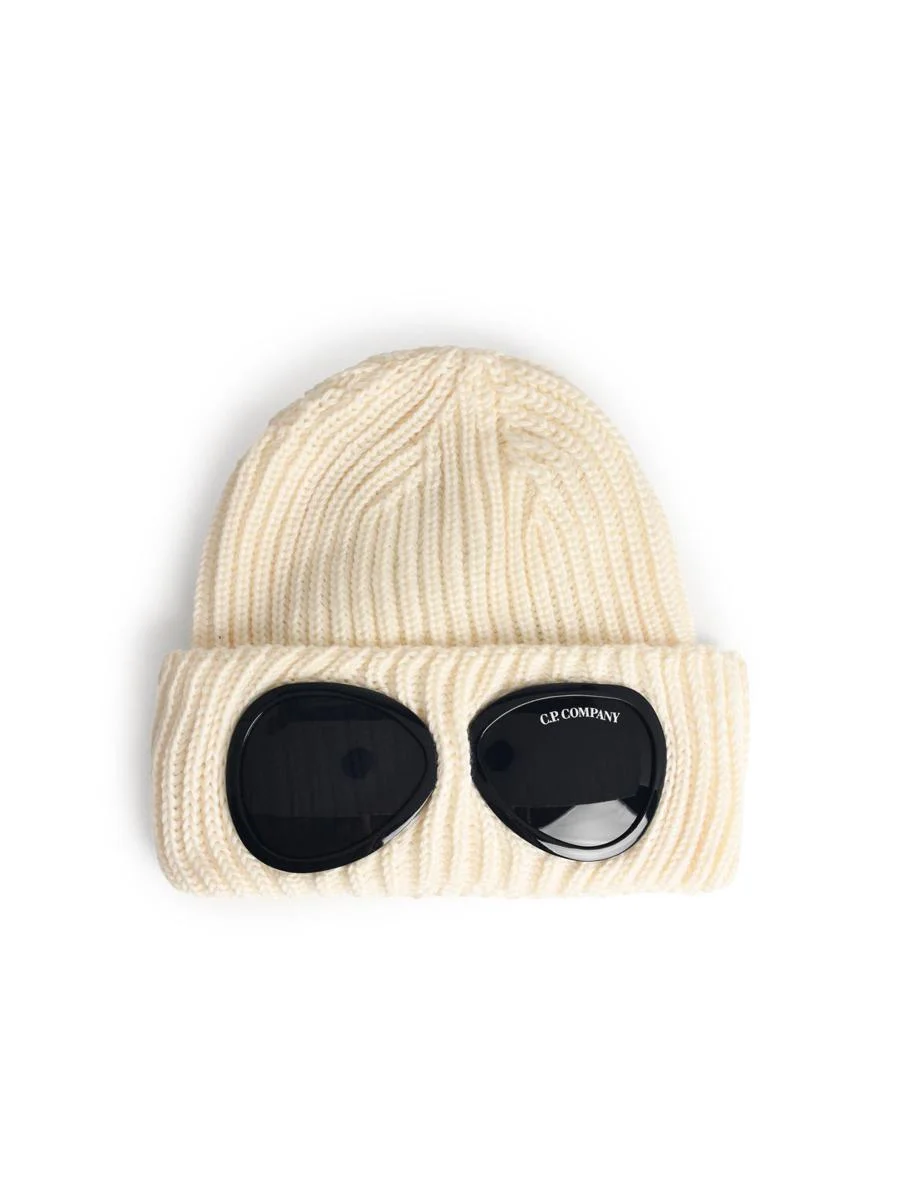 C.P. Company Cream Merino Wool Beanie - 1