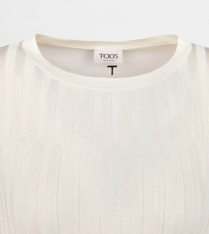 Tod's HALF-LENGTH SLEEVE SWEATER IN SILK - WHITE outlook