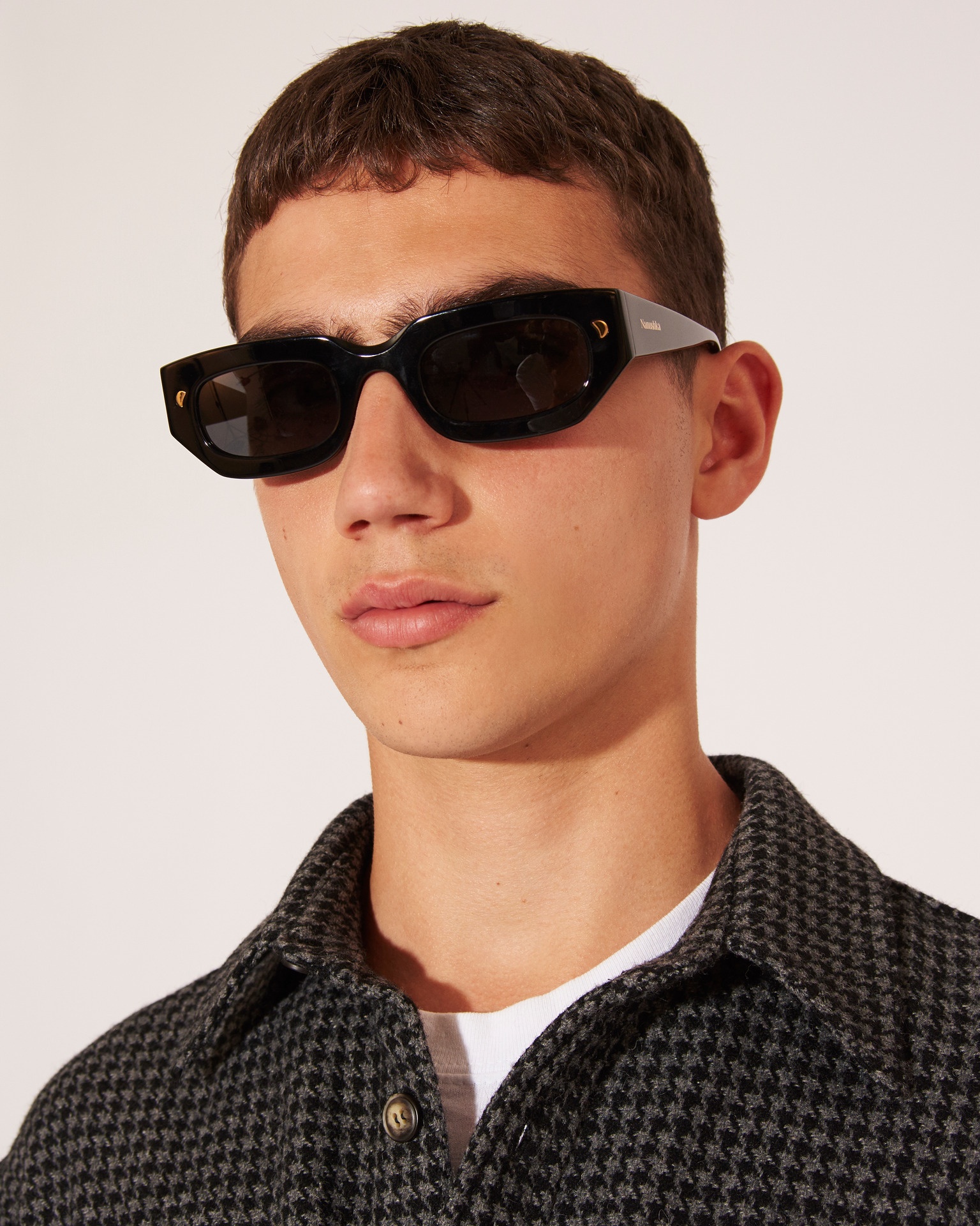 ZANDER - Wool houndstooth oversized shirt - Grey&Black - 4