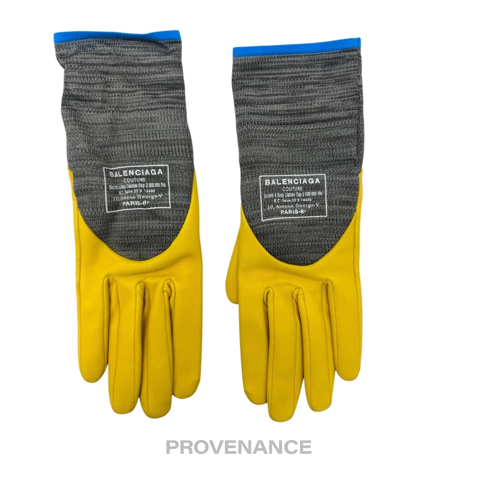 Balenciaga Couture Gardening Gloves - Yellow Gray Blue - 1