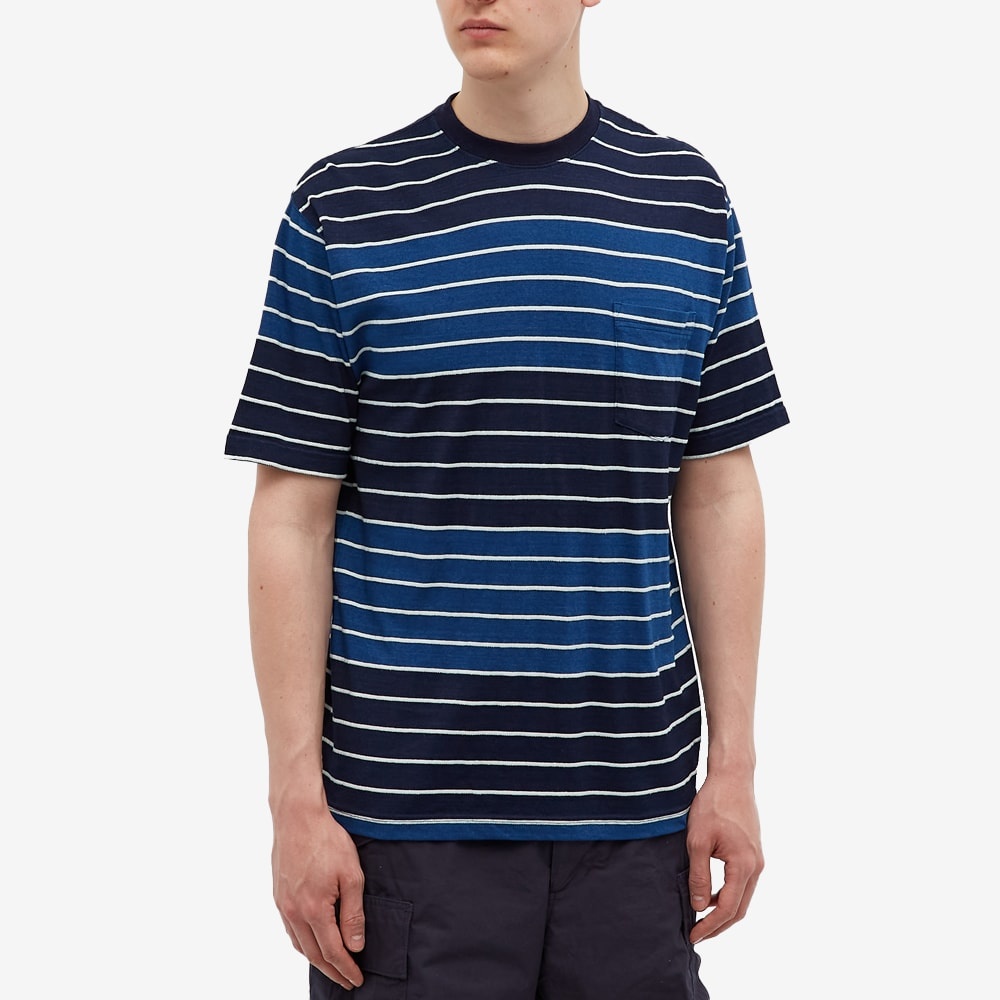 Beams Plus Indigo Stripe Pocket Tee - 3