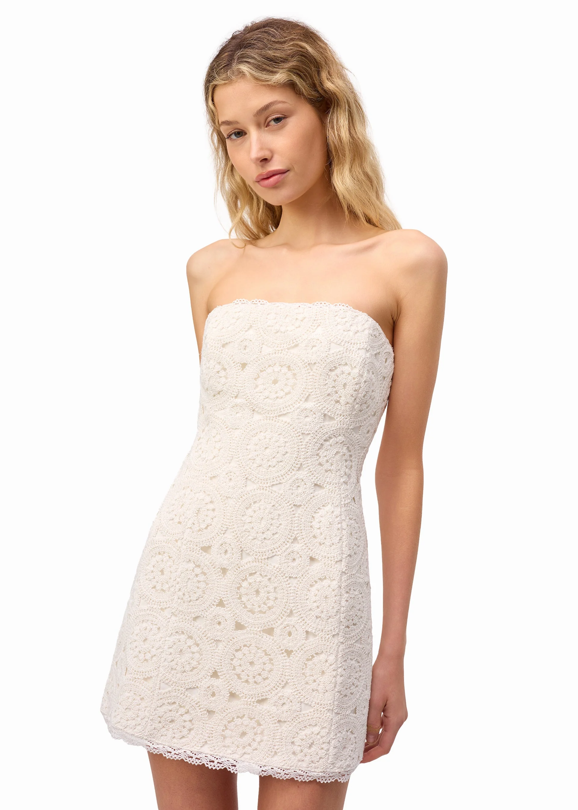 YARELI CROCHET MINI DRESS MACADAMIA - 1