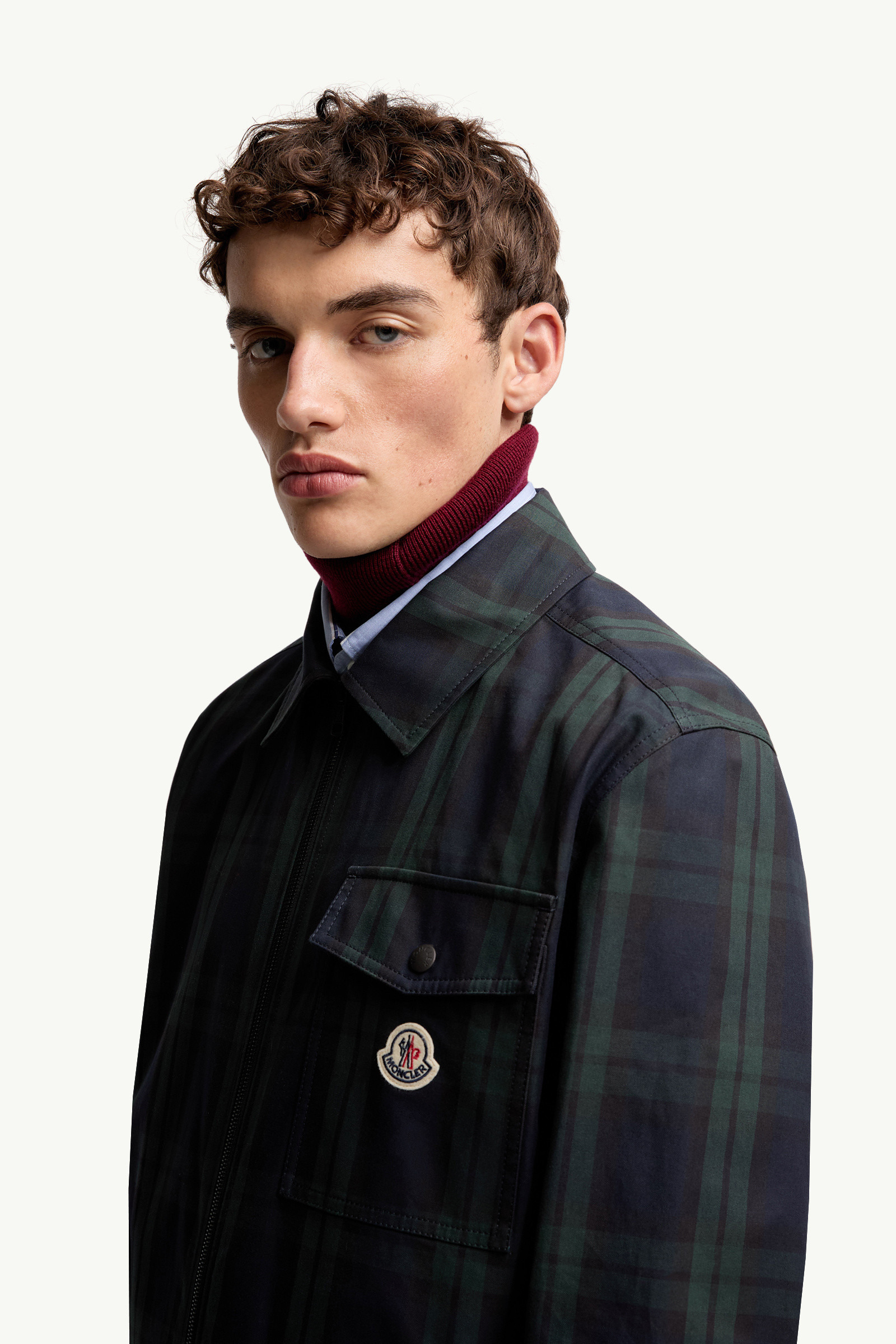 Checked Cotton Gabardine Long Sleeve Shirt - 4