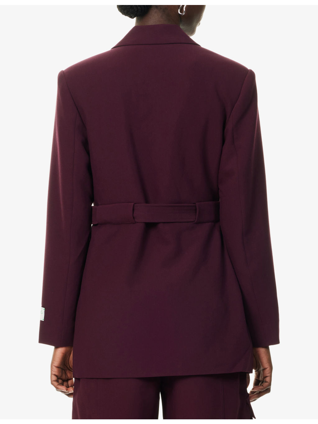 Notched-Lapel Eyelet Woven Blazer - 4
