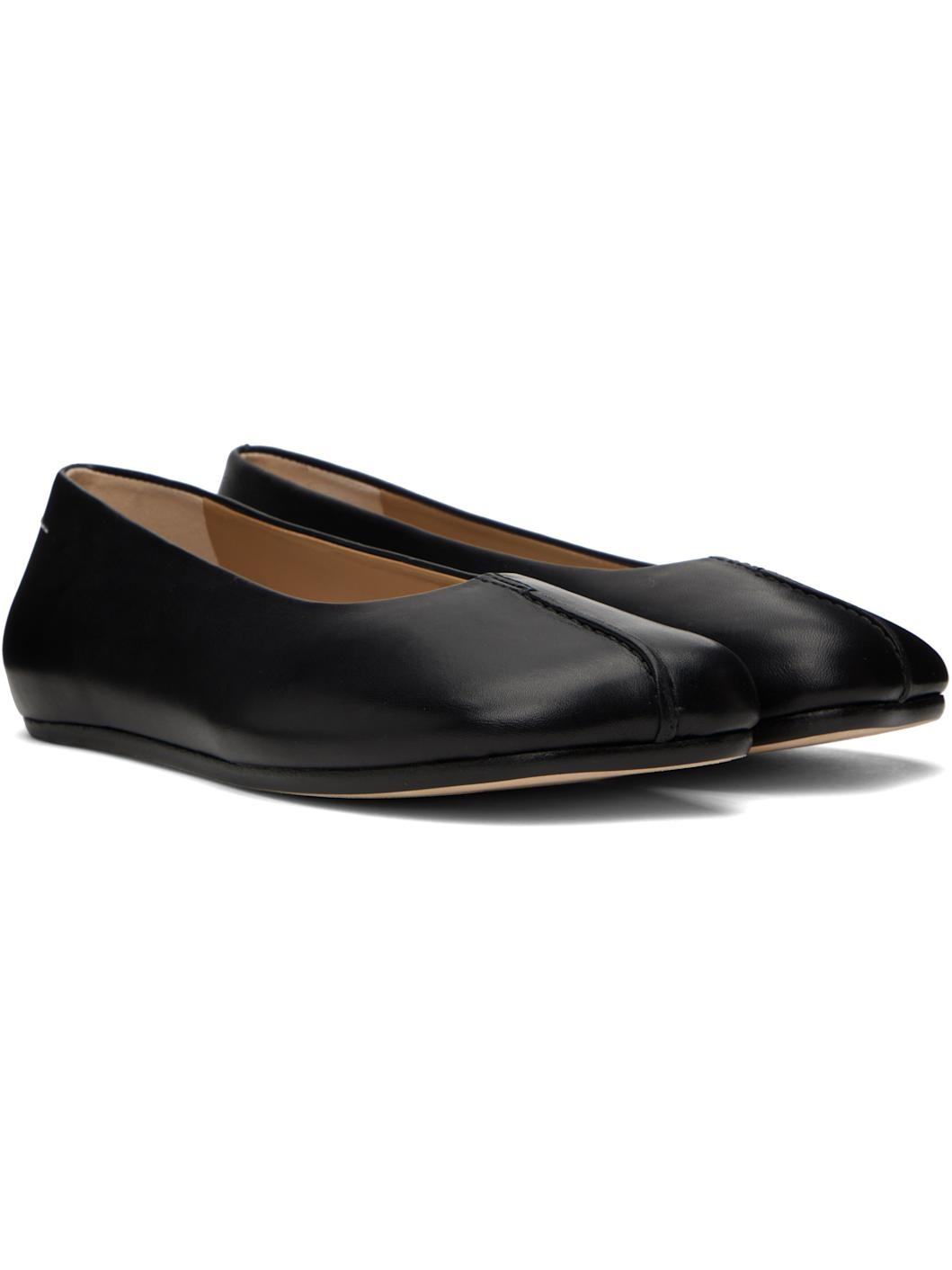 Black Leather Anatomic Ballerina Flats - 4