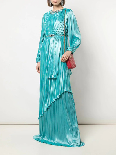 GUCCI crystal-embellished draped pleated dress outlook