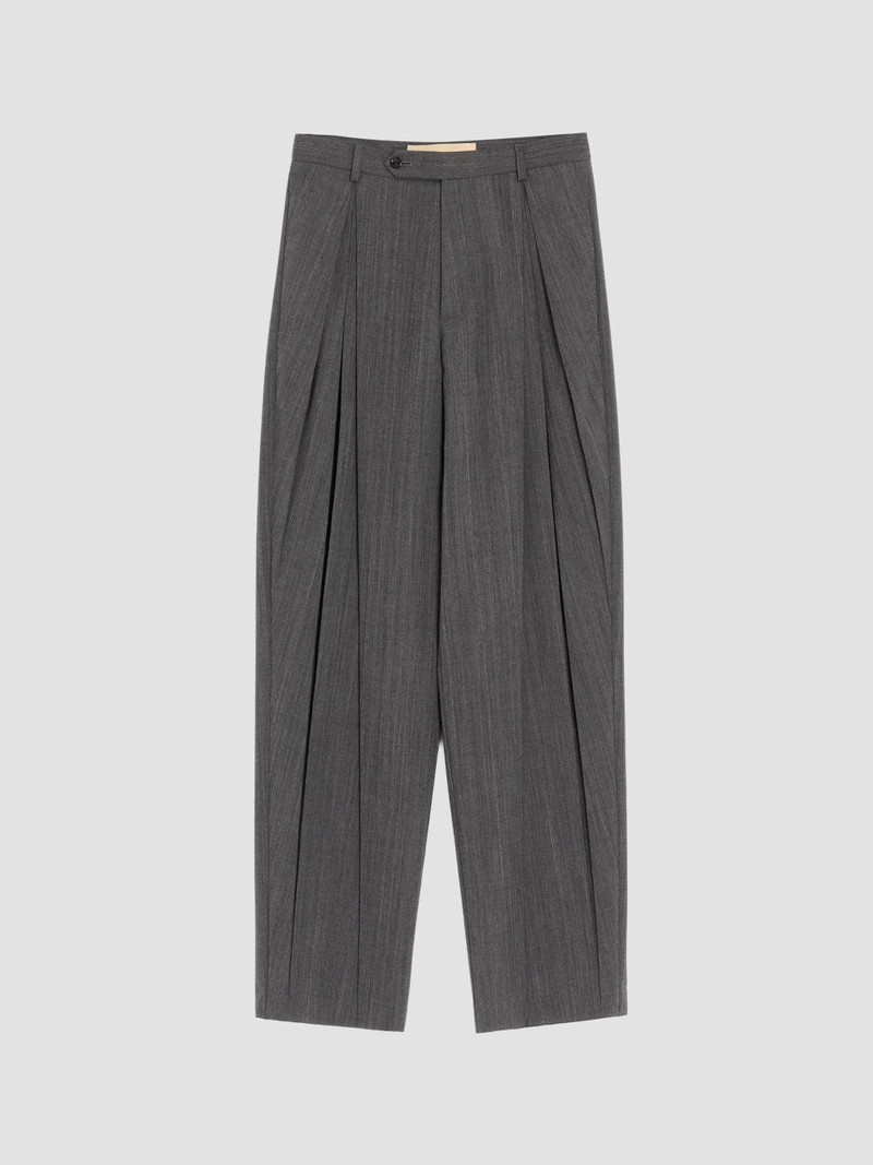 Men's Pinstripe Wool Pants with Pleats - Gray 1