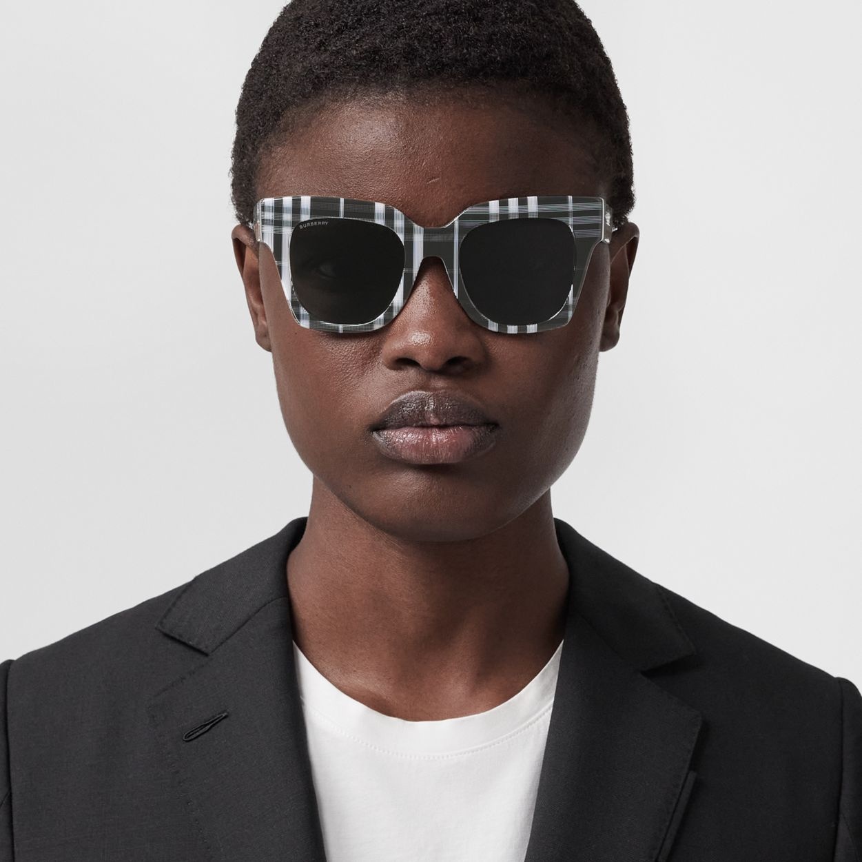 Check Bio-acetate Square Frame Sunglasses - 3