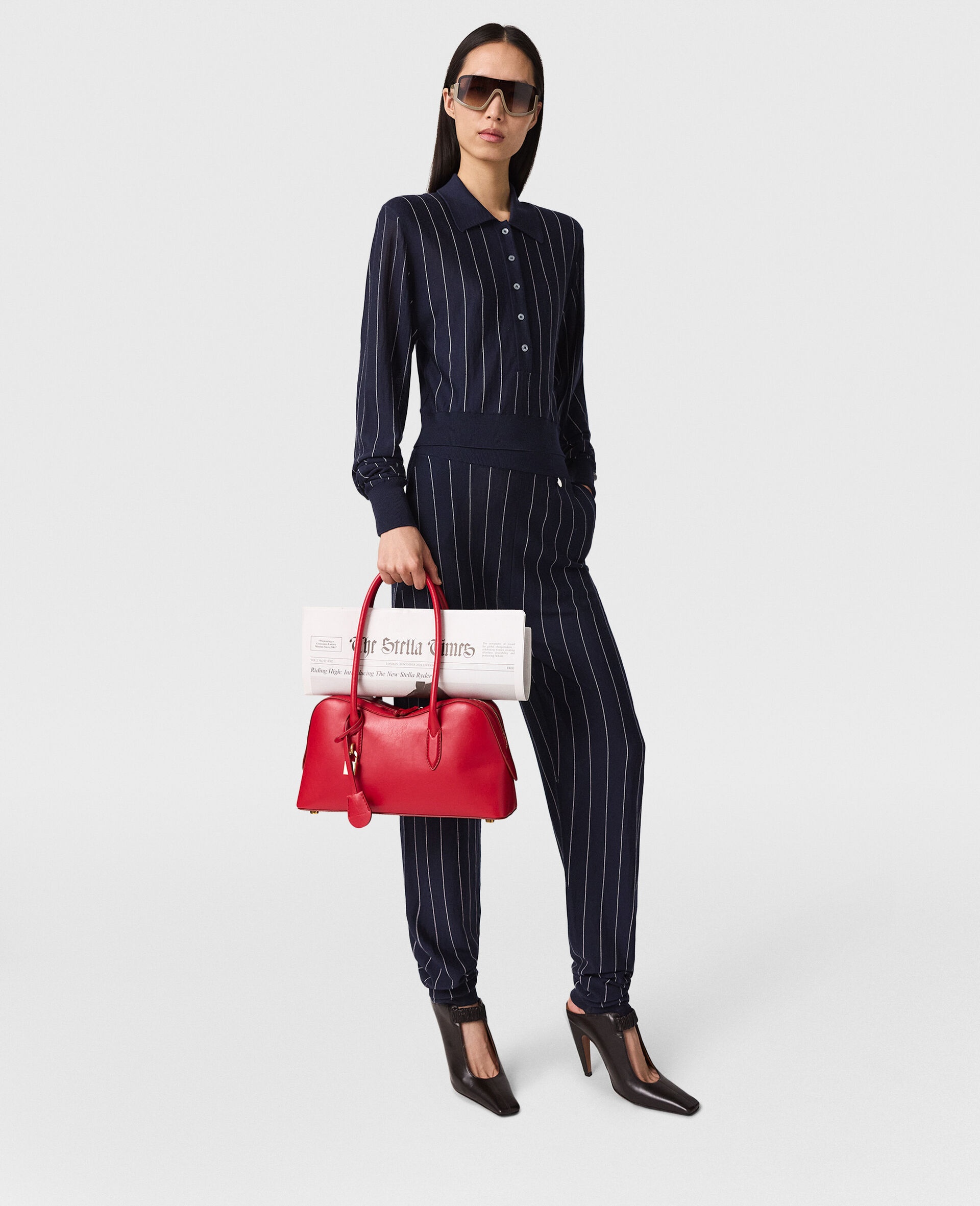 Collared Pinstripe Long-Sleeve Top - 6