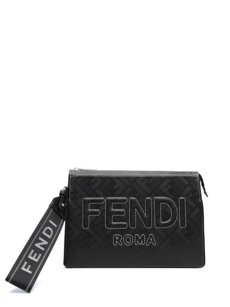 embossed-logo leather clutch bag 1