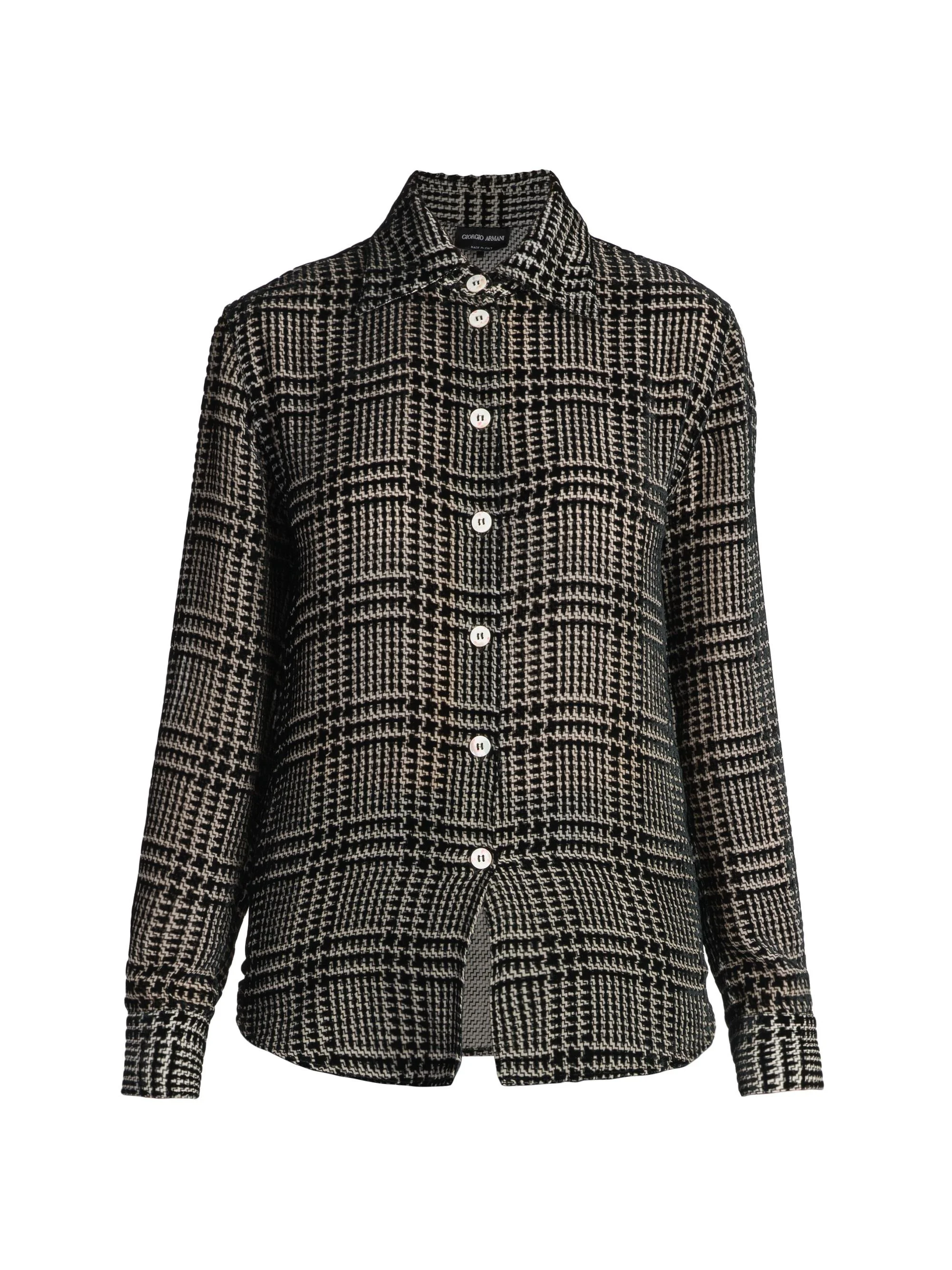 Women's Flocked Herringbone Shirt - Black Beauty - 1