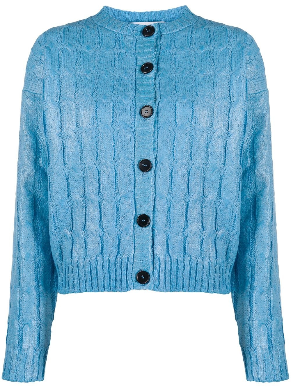 cable-knit button-up cardigan - 1