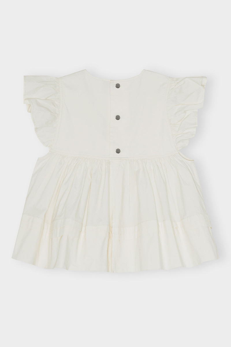 WHITE STRETCH COTTON FRILL 소매 탑 6