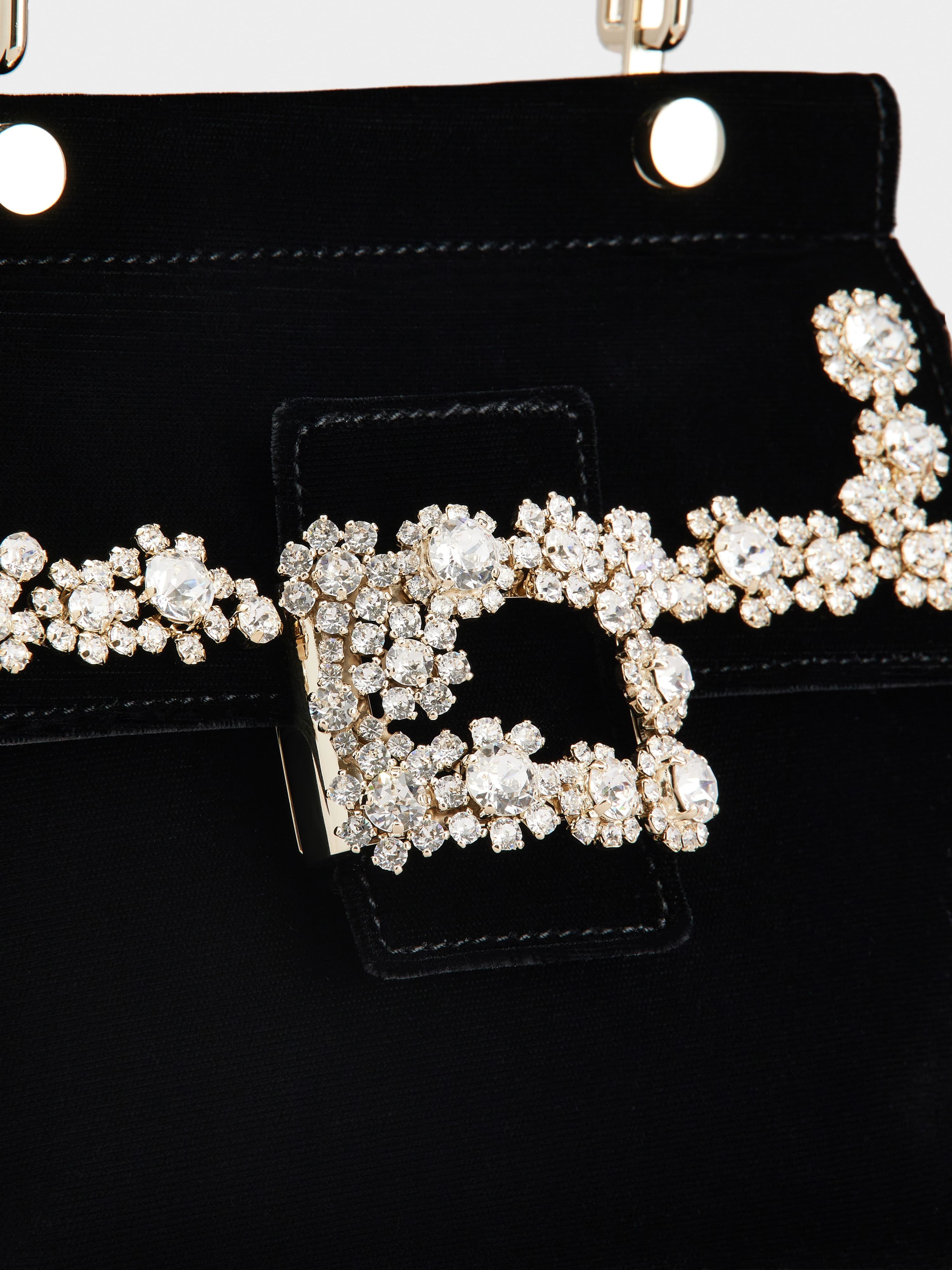 Viv' Cabas Jewel Crown Flower Strass Buckle Mini Bag in Velvet - 8