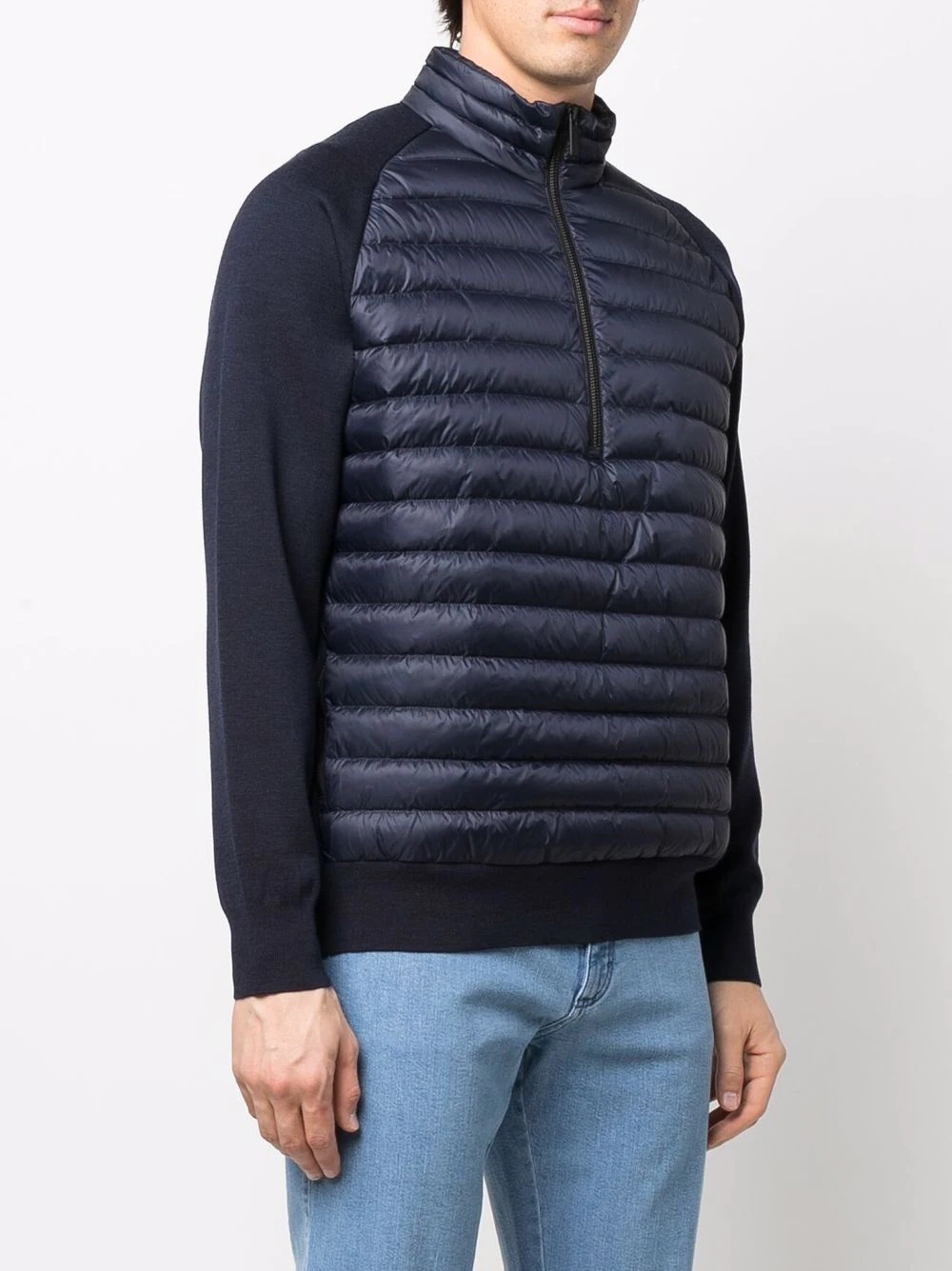 quilted panel half-zip jumper - 3