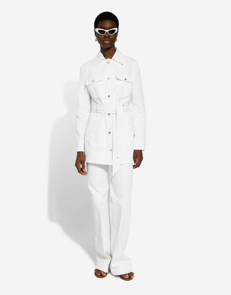 Dolce & Gabbana Long denim jacket with belt outlook