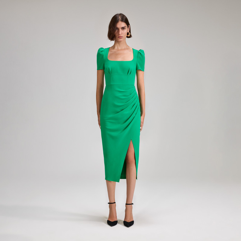 Green Crepe Midi Dress - 1