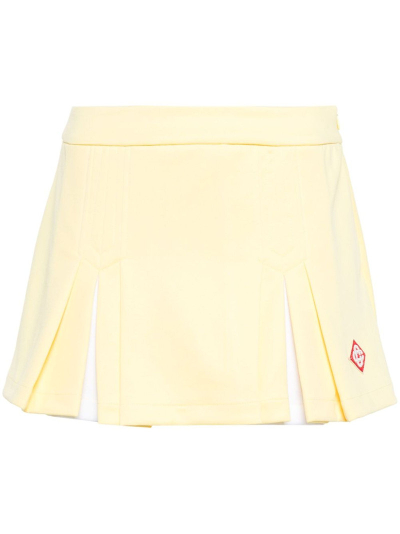 logo-embroidered pleated miniskirt 1