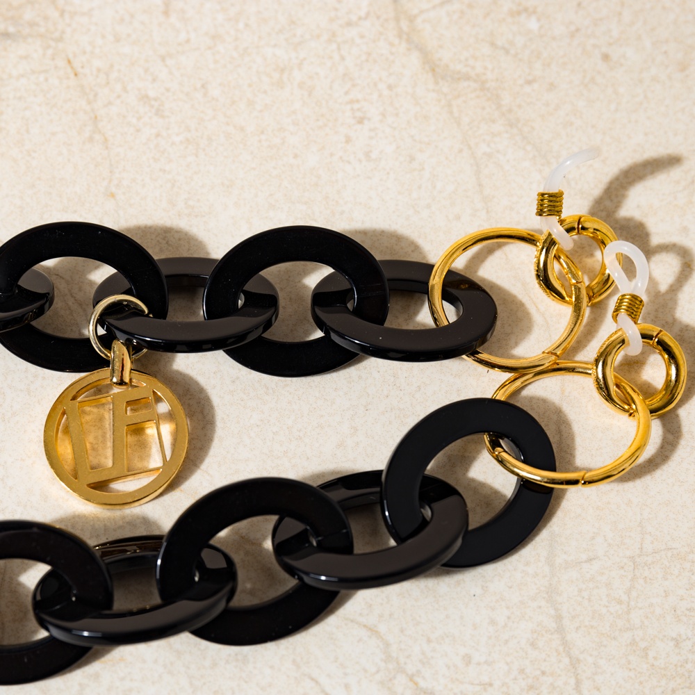BLACK OVAL LINK ACETATE CHAIN - 2