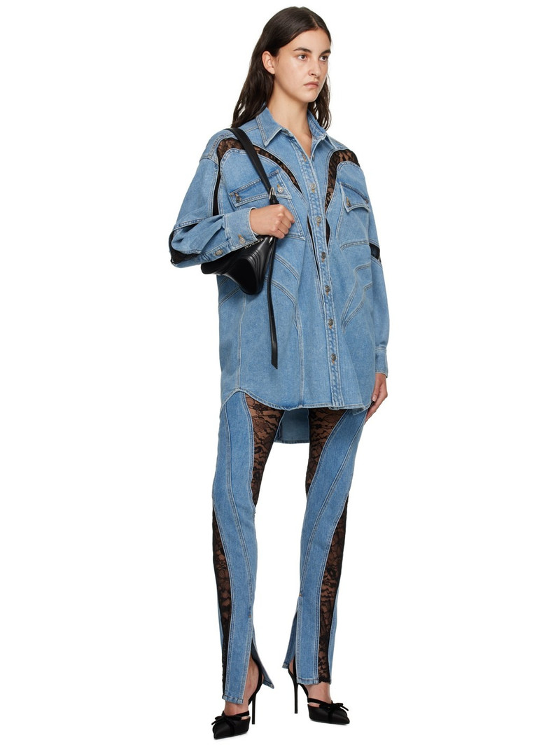 MUGLER Blue Lace Denim Shirt outlook