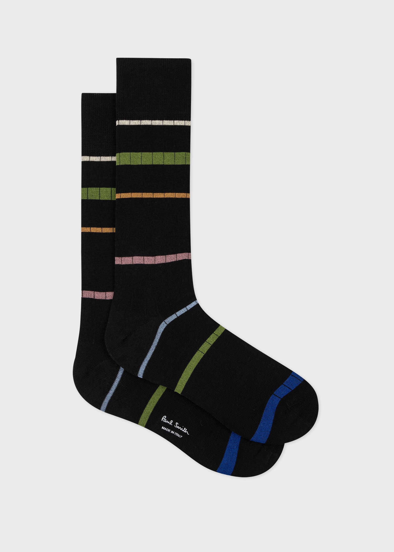 Black Spaced Stripe Ribbed Socks 1