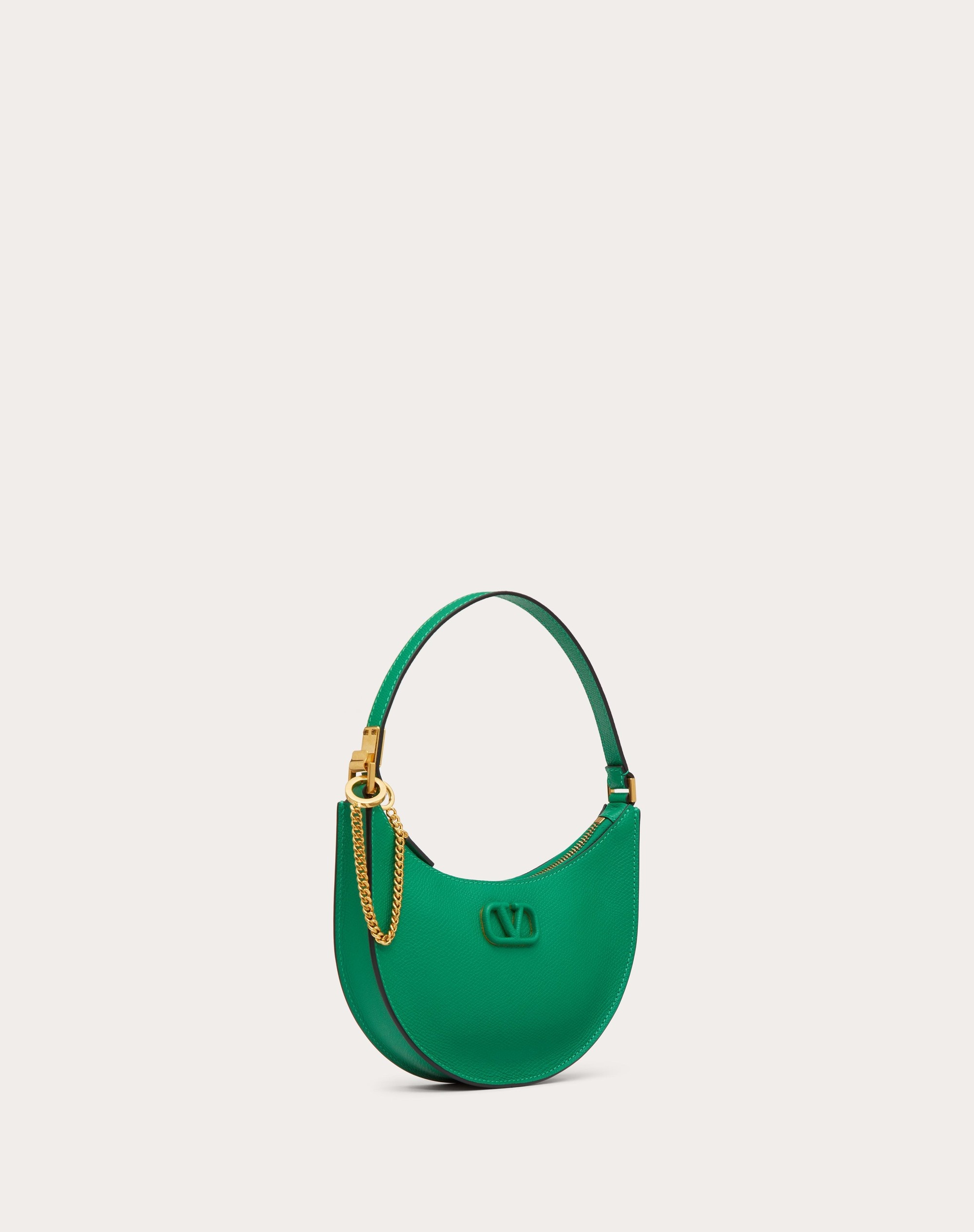 MINI VLOGO SIGNATURE GRAINY CALFSKIN HOBO BAG - 3