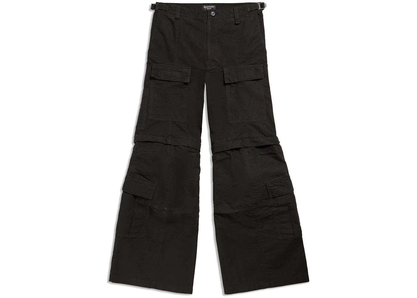 Balenciaga Flared Cargo Trousers in Black Black - 1