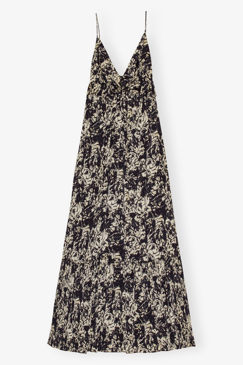 PRINTED SATIN STRAP DRESS - 1