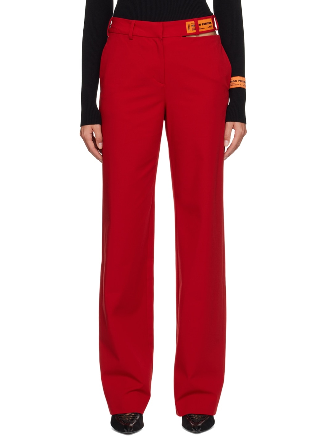 Red Cutout Trousers - 1