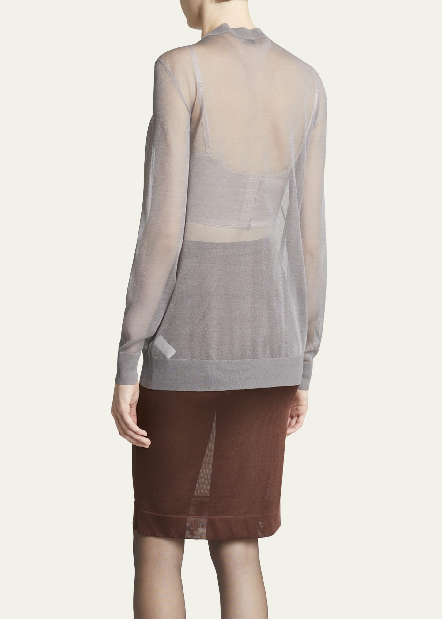 Sheer Knit Button-Front Cardigan - 3