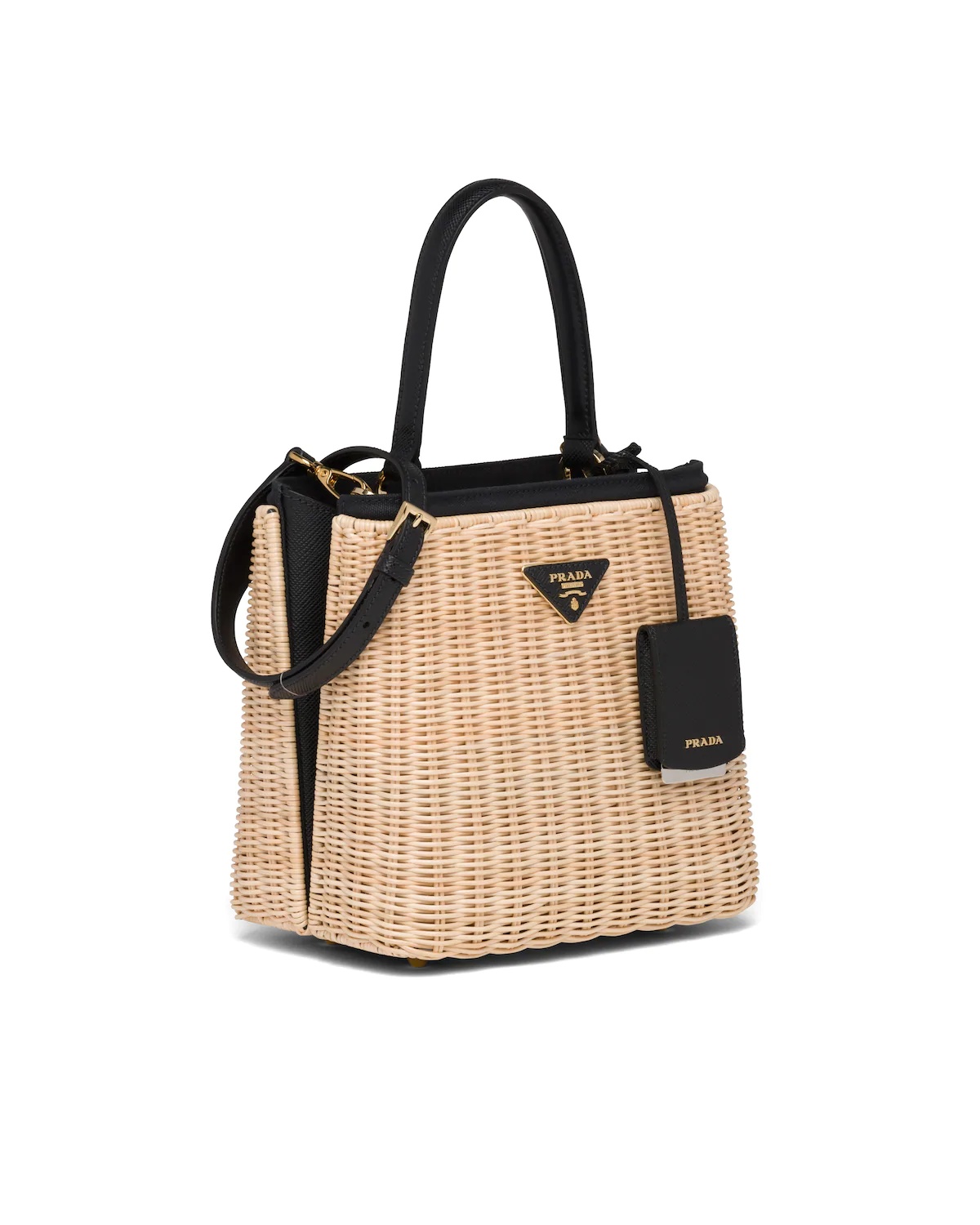 Wicker and Canvas Handbag - 3