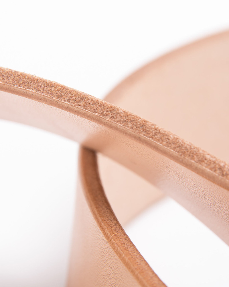 HEAVY DUTY &QUOT;TOCHIGI&QUOT; LEATHER BELT WITH NICKEL PLATED GARRISON BUCKLE - NATURAL 4