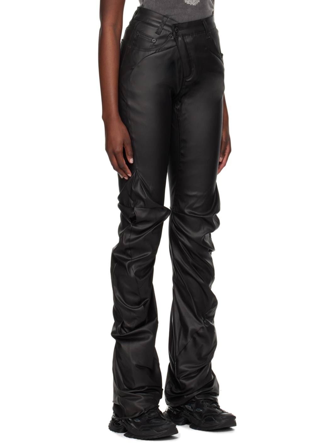 SSENSE Exclusive Black Faux-Leather Pants - 2