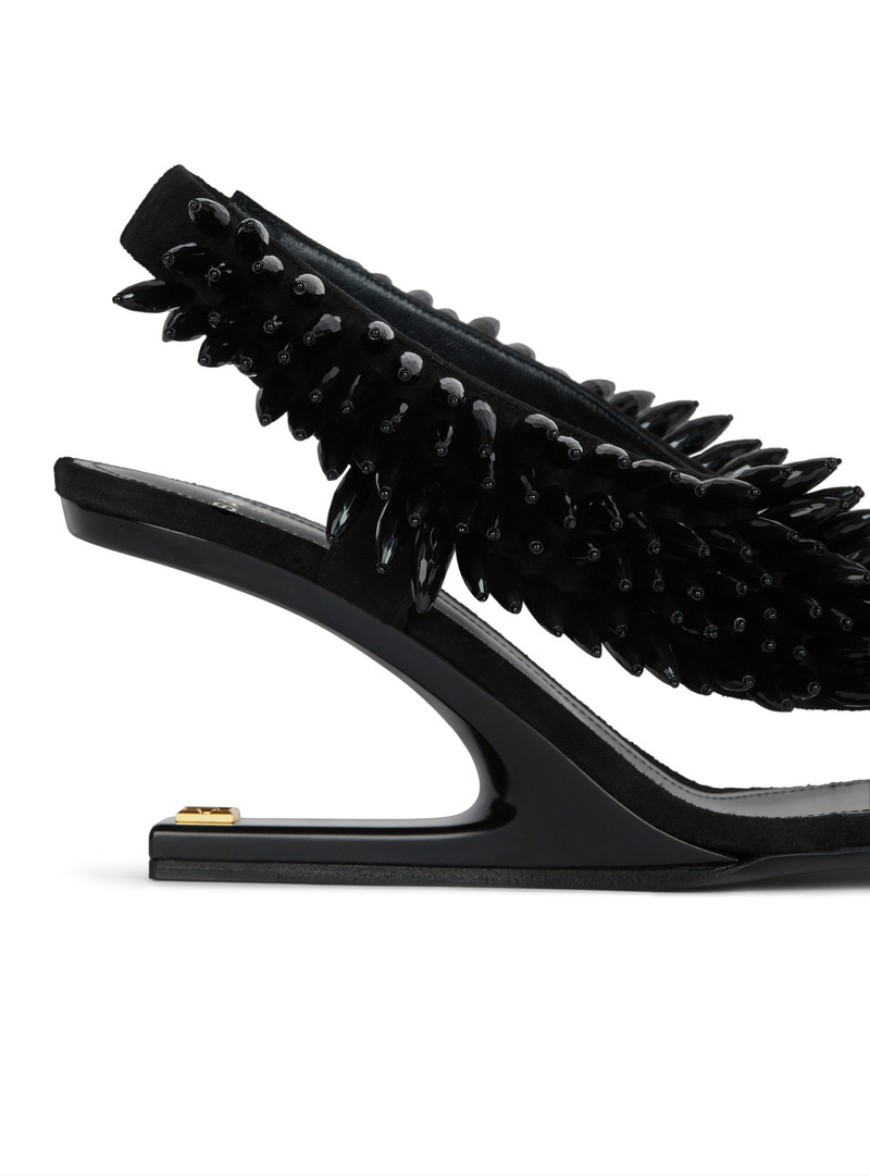 No Wedge beaded suede sandals 6