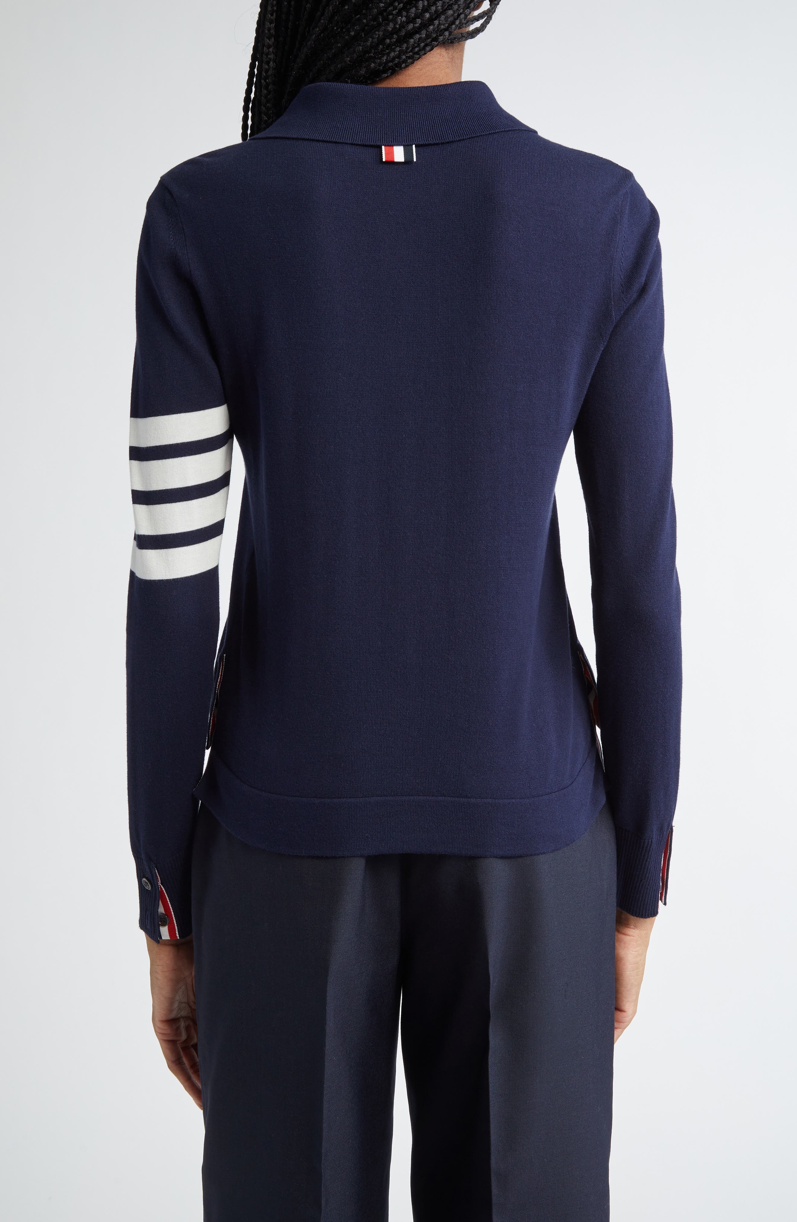 Thom Browne 4-Bar Jersey Stitch Cardigan in Navy at Nordstrom - 2