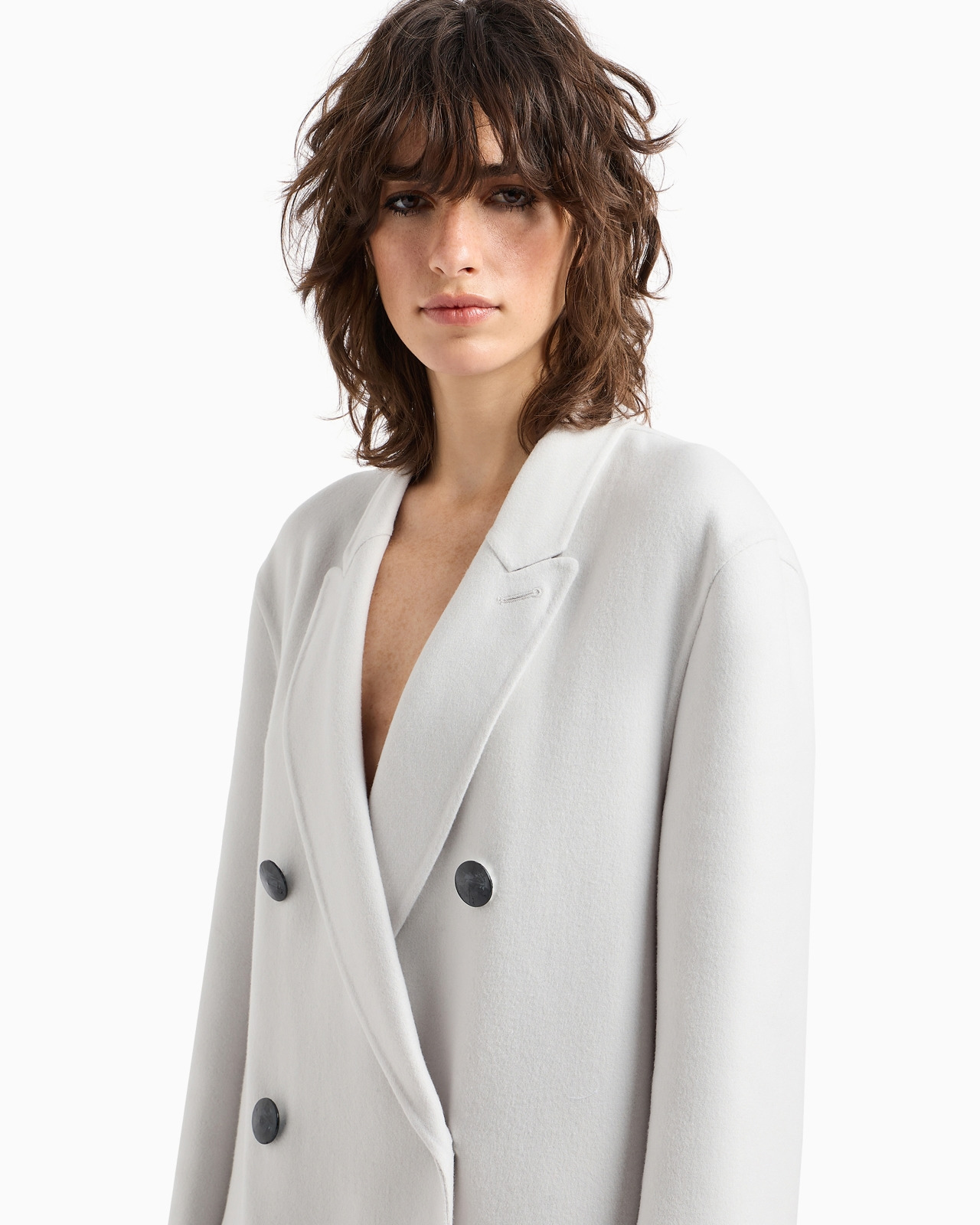 Double-breasted long coat in double cashmere - 5