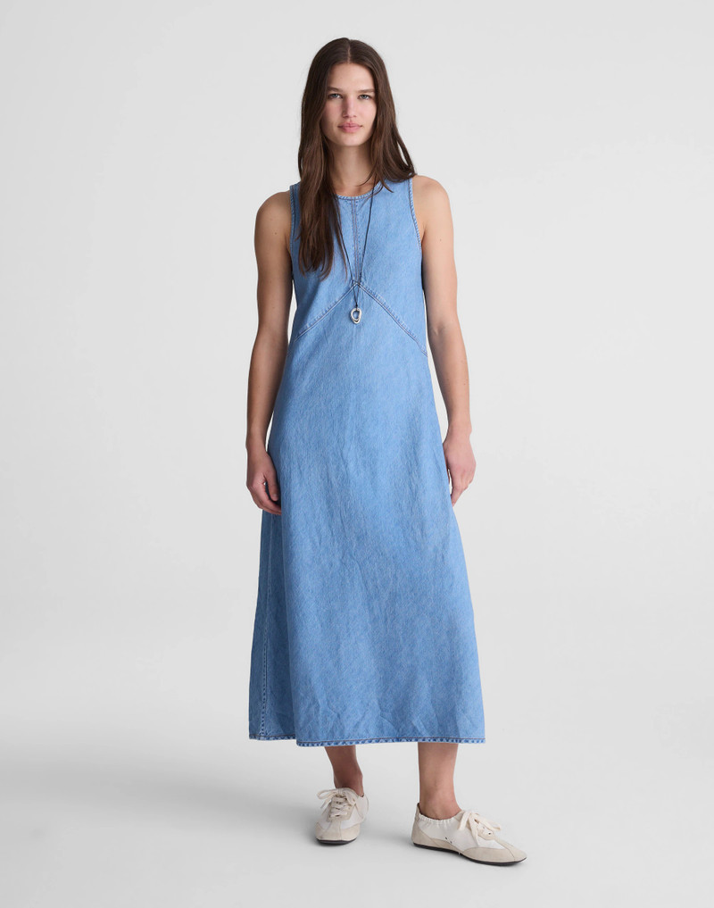 Airy Denim Seamed Maxi Dress 2