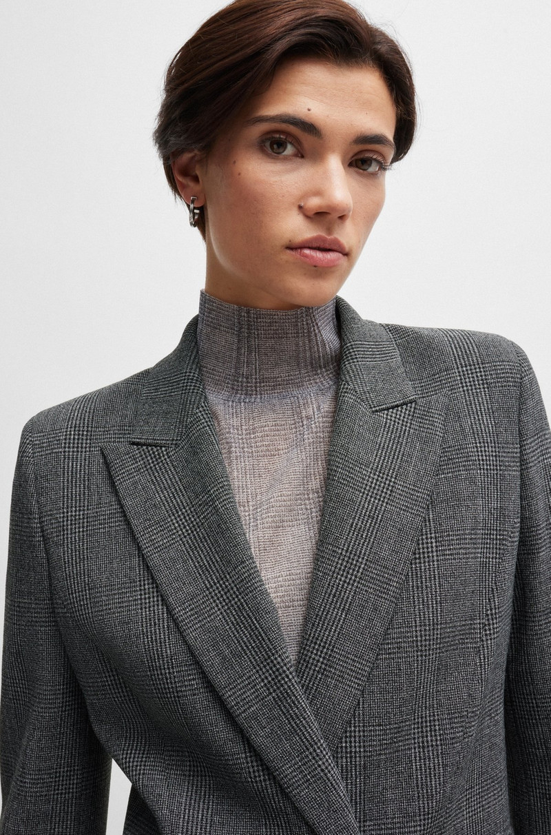 REGULAR-FIT JACKET IN CHECKED FABRIC WITH PEAK LAPELS 5